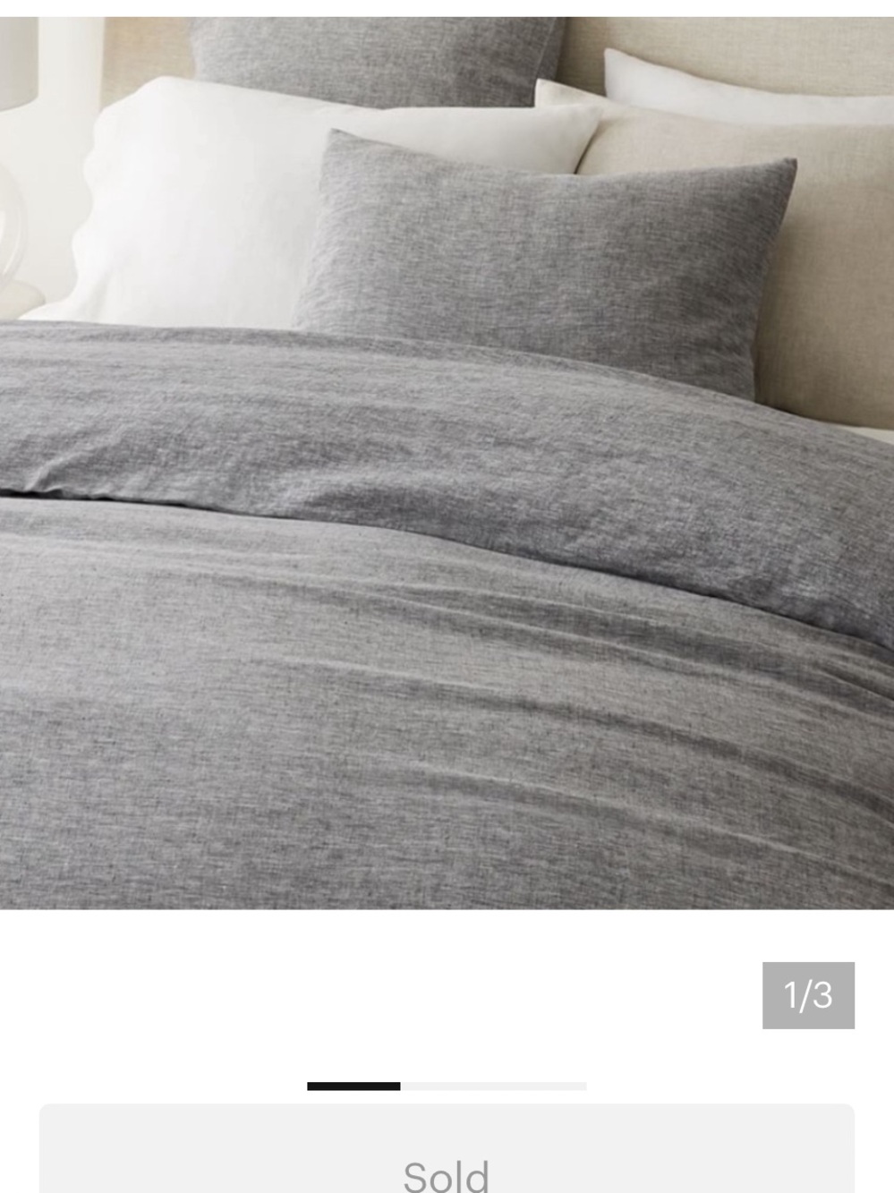 West Elm Heathered Gray Duvet Cover Linen Queen 88 x 92